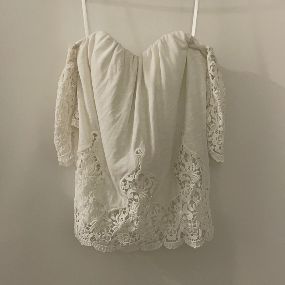 WHBM sleeveless summer top with floral lace